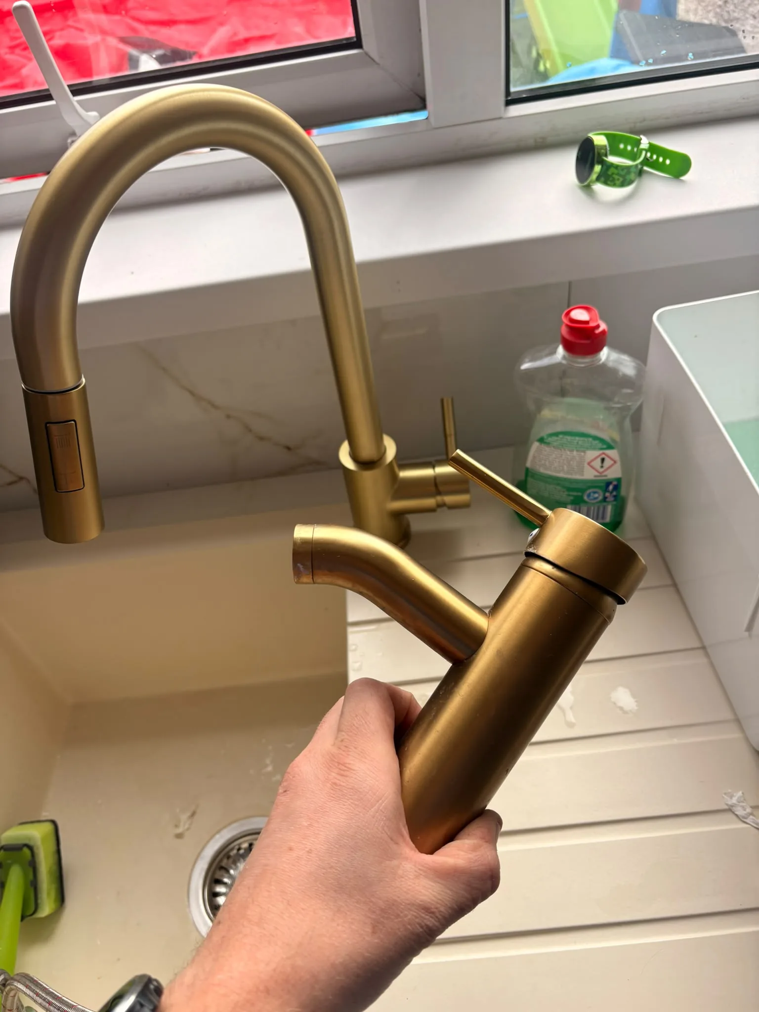 Brass kitchen tap installation by a Sligo plumber